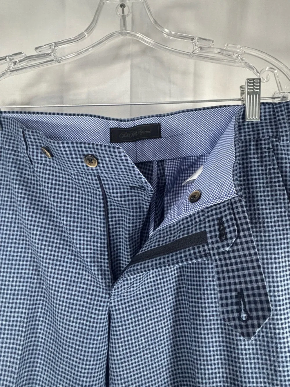 NWOT SAKS FIFTH AVENUE Men's Blue Micro-Check Suit Jacket & Trousers Size 44R